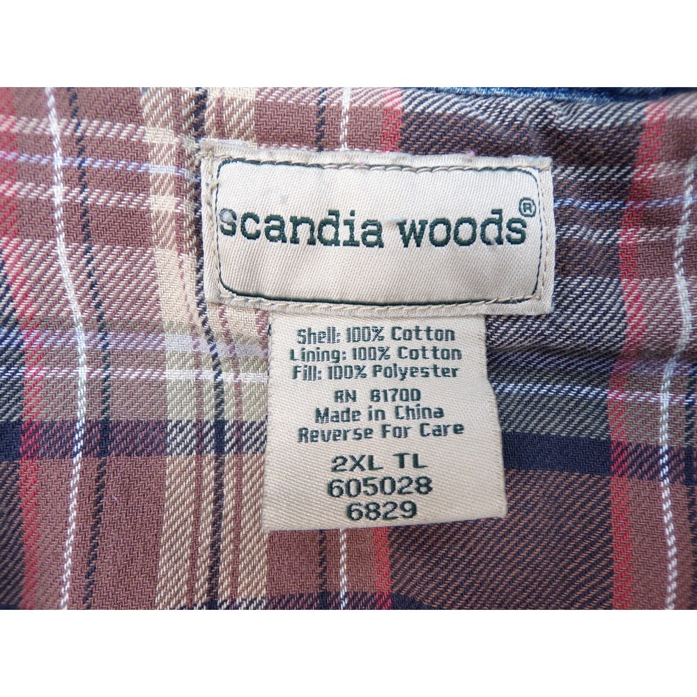 Scandia Woods Vest Mens 2XL Blue Denim Plaid Lined Utility Zip Pockets Workwear - Picture 4 of 9